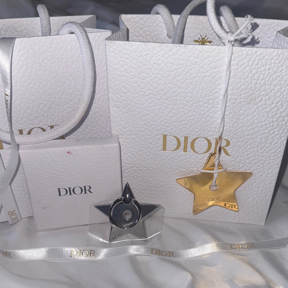 Dior Silver Star Phone Holder & Gold Star Charm & Bags